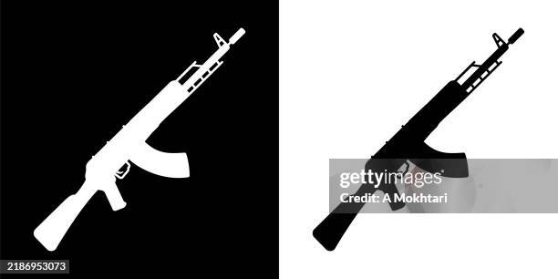 ilustraciones, imágenes clip art, dibujos animados e iconos de stock de machine gun icon. - gun bang