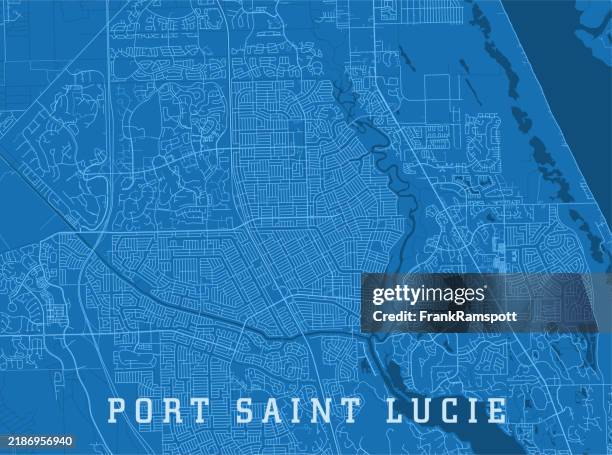 port saint lucie fl city vector road map blue horizontal - indian river lagoon stock illustrations