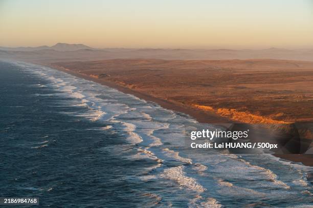 scenic view of sea during sunset,northwest marin,california,united states,usa - huang lei stock pictures, royalty-free photos & images