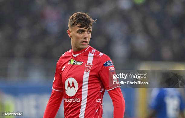 Daniel Maldini of AC Monza during the Serie A match between Como and Monza at Stadio G. Sinigaglia on November 30, 2024 in Como, Italy.