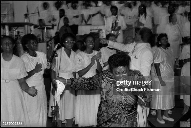 American gospel singer Dorothy Norwood performs, with the People United to Save Our Children Mass Choir, at Brooklyn's Pleasant Grove Baptist...