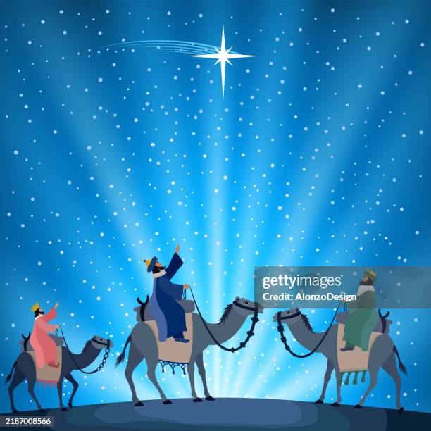 ilustraciones, imágenes clip art, dibujos animados e iconos de stock de viaje de los reyes magos - símbolo religioso