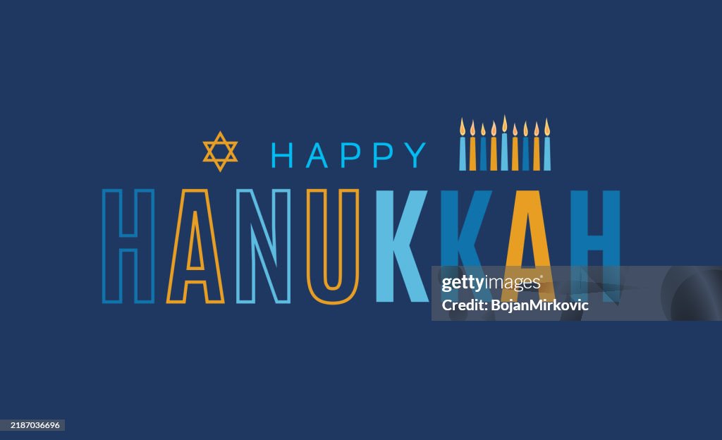 Happy Hanukkah poster, card. Vector