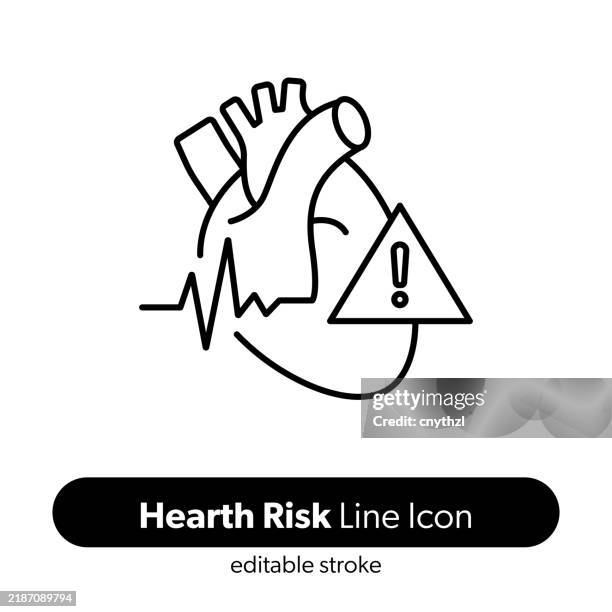 ilustrações de stock, clip art, desenhos animados e ícones de heart risk line icon. editable stroke vector icon. - ataque cardíaco