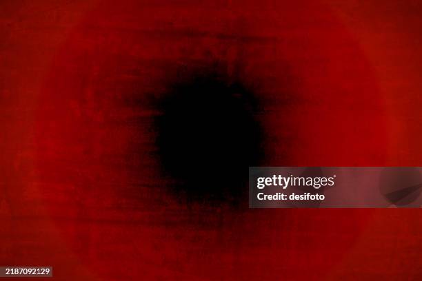empty blank rustic retro vintage style dark red maroon coloured grunge textured smudged distraught horizontal vector background like peeling off painted, plastered, whitewashed wall with one abstract faded uneven circular centre in fading black color - solid colour background stock illustrations