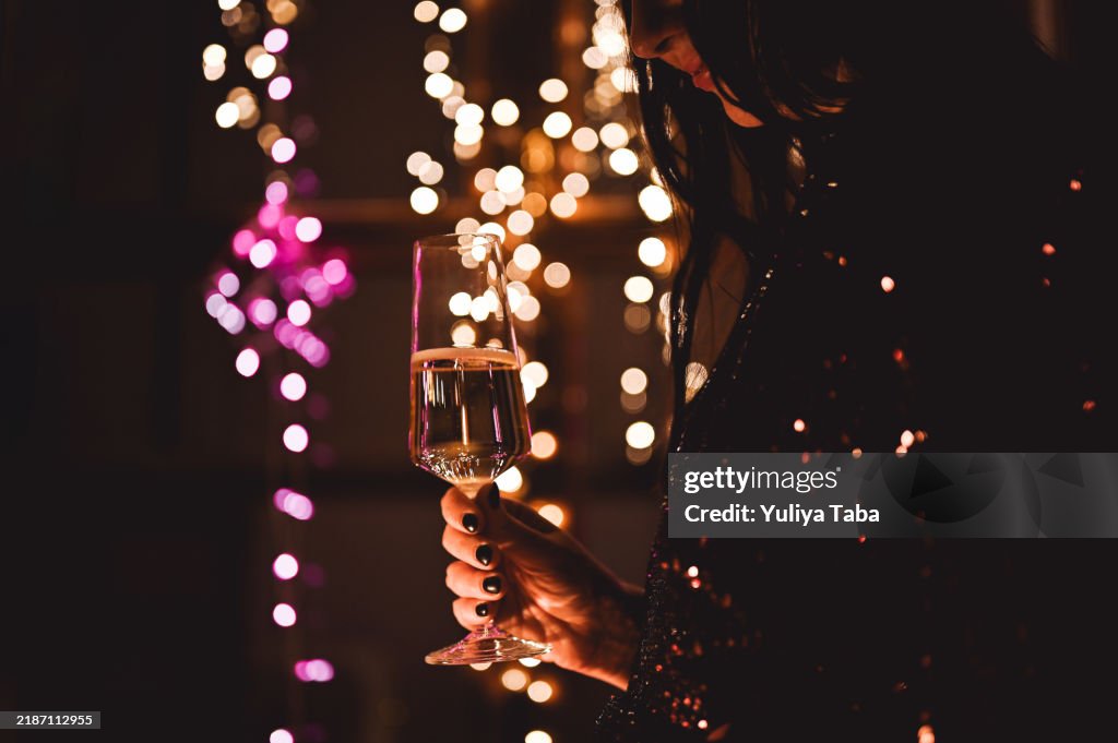 New year celebration with champagne
