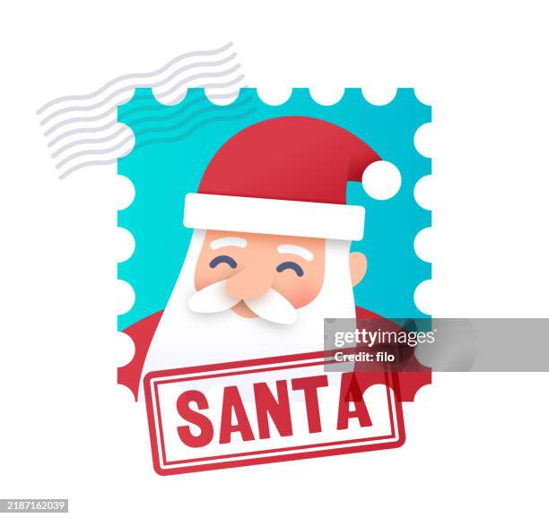 santa letter stamp - department store santa stock illustrations