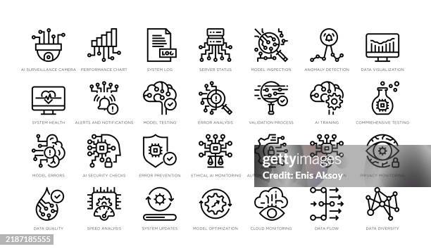 ki-systeme: icons überwachen und testen - holzstamm stock-grafiken, -clipart, -cartoons und -symbole