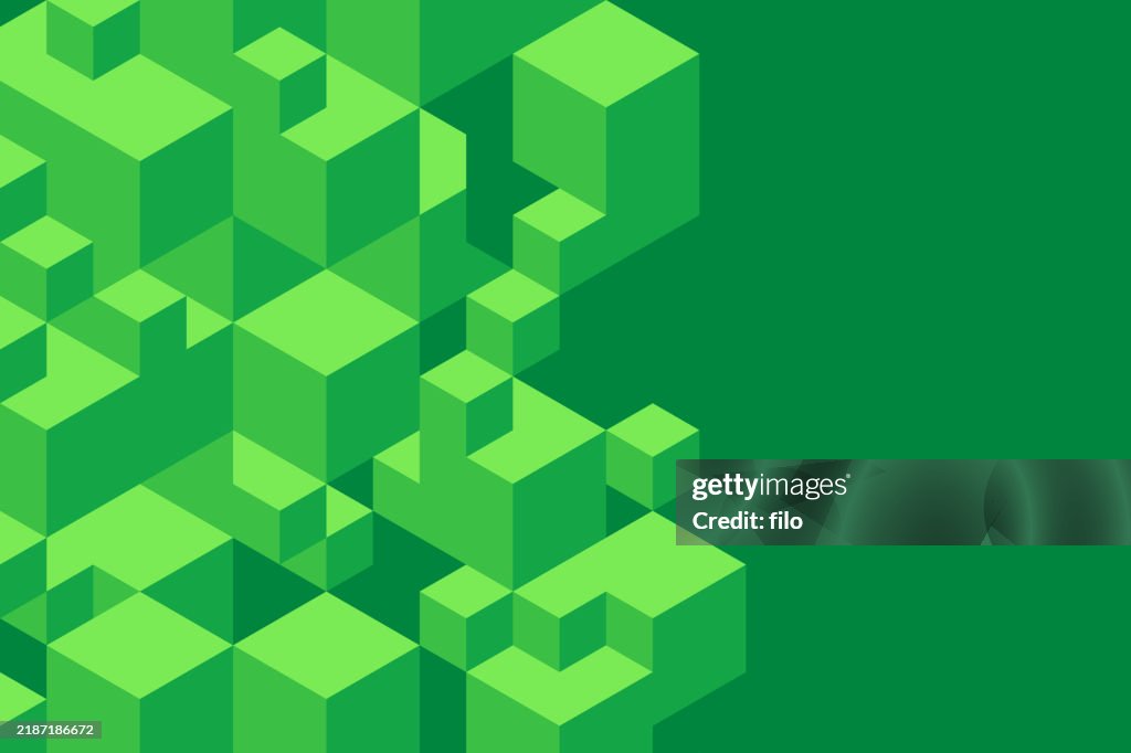 Grüner Würfel Quadrate 3D Moderner Hintergrund