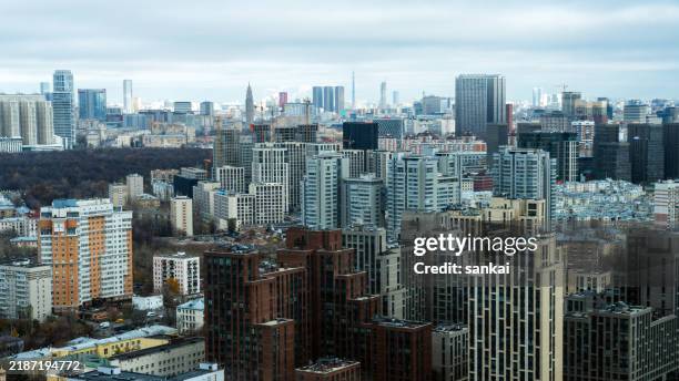 modern urban cityscape featuring skyscrapers and residential buildings - urban sprawl stock pictures, royalty-free photos & images