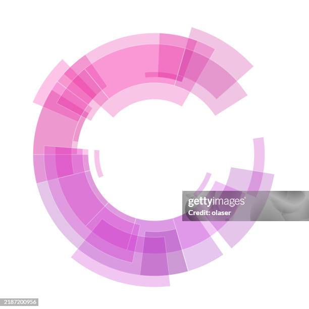 pink - red abstract circular with transparent sections background pattern - overlapping circles white background stock illustrations