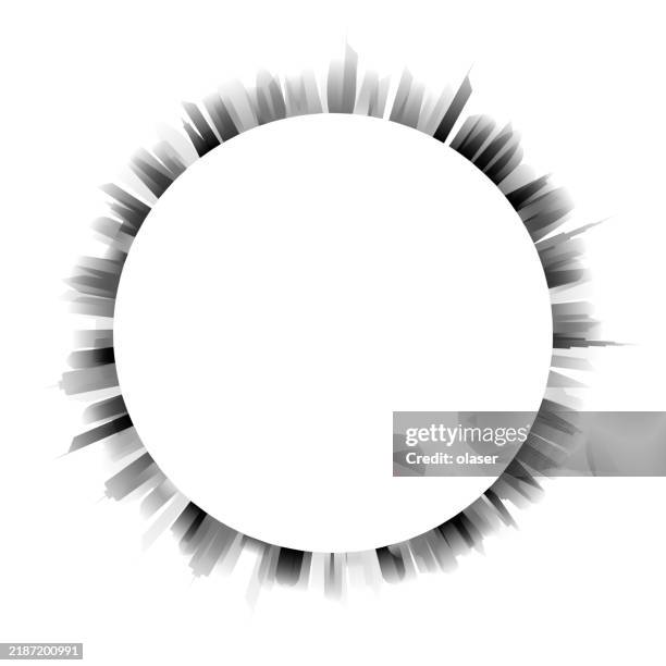 gray cityscape around copy space on blurry white - figs stock illustrations