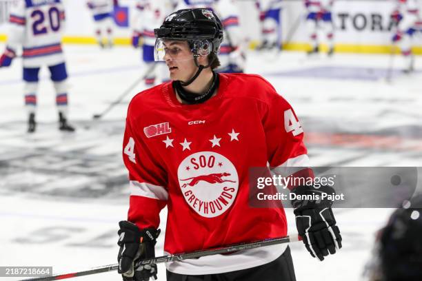 Forward Brady Martin of Team CHL warms up prior to a game against Team USA during the CHL USA Prospects Challenge at Canada Life Place on November...