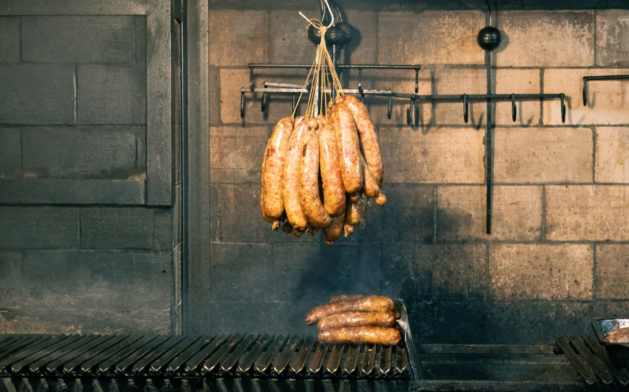 Argentina, San Telmo market restaurants offering parilla grilled meat traditional cuisine Argentina, San Telmo market restaurants offering parilla grilled meat traditional cuisine