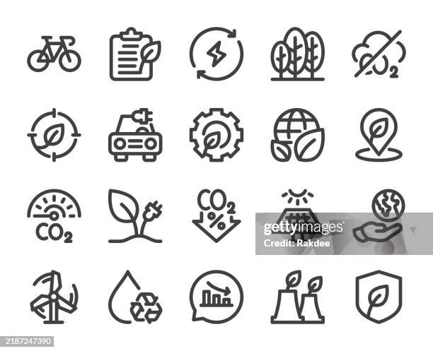 stockillustraties, clipart, cartoons en iconen met net zero & carbon neutrality - bold line icon - circulaire economie