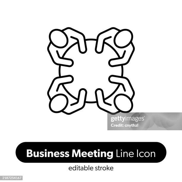 stockillustraties, clipart, cartoons en iconen met business meeting line icon. editable stroke vector icon. - collega