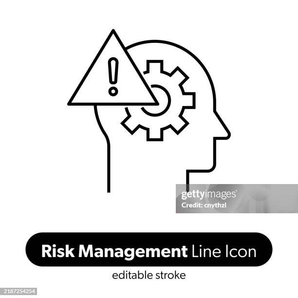 risk management line icon. editable stroke vector icon. - reduce risk stock illustrations