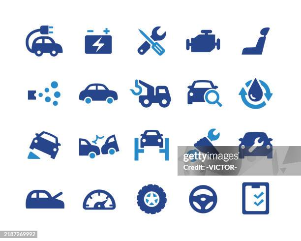 illustrations, cliparts, dessins animés et icônes de icônes de la réparation automobile - série graphique classique - aller de lavant