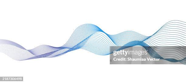 abstract blue and purple smooth flowing wave lines on a white background. dynamic sound wave element design - intertwined stock illustrations