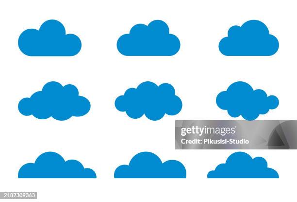 satz von vektorwolken. wolken formen auf weißem hintergrund. - wolken stock-grafiken, -clipart, -cartoons und -symbole