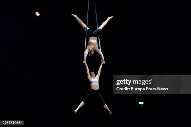 Several acrobats during rehearsals for the show 'Alegria. Bajo Una Nueva Luz', at the Recinto Ferial de Casa de Campo, on 28 November, 2024 in...