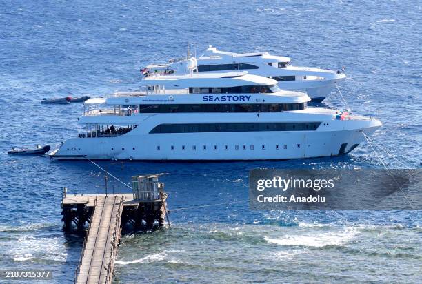 File photo dated November 20, 2024 shows a view of a pier of Red Sea as Sea Story, a tourist boat carrying 44 people, 31 of whom were divers...