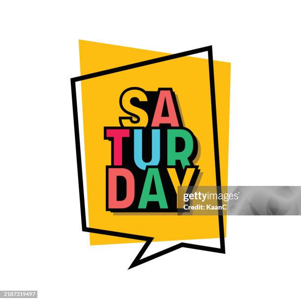 samstag moderne beschriftung vektor stock illustration - samstag stock-grafiken, -clipart, -cartoons und -symbole