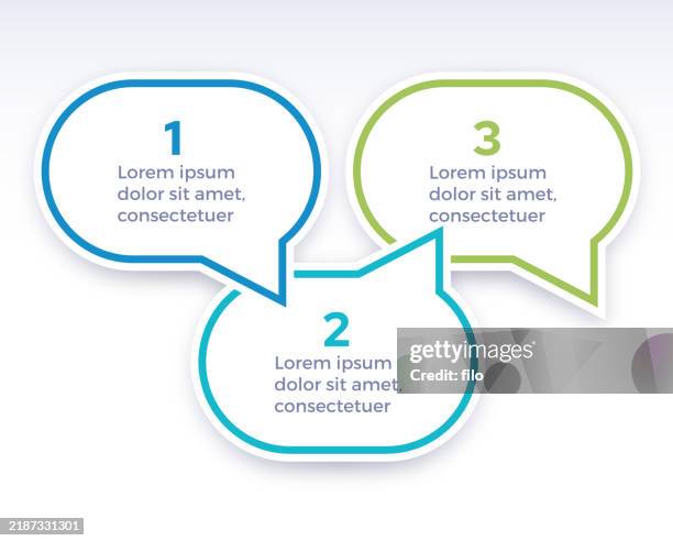 stockillustraties, clipart, cartoons en iconen met three step infographic speech bubble design - trap buiten