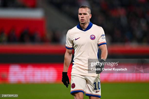 Mykhaylo Mudryk of Chelsea FC reacts during the UEFA Conference League 2024/25 League Phase MD4 match between 1. FC Heidenheim 1846 and Chelsea FC at...