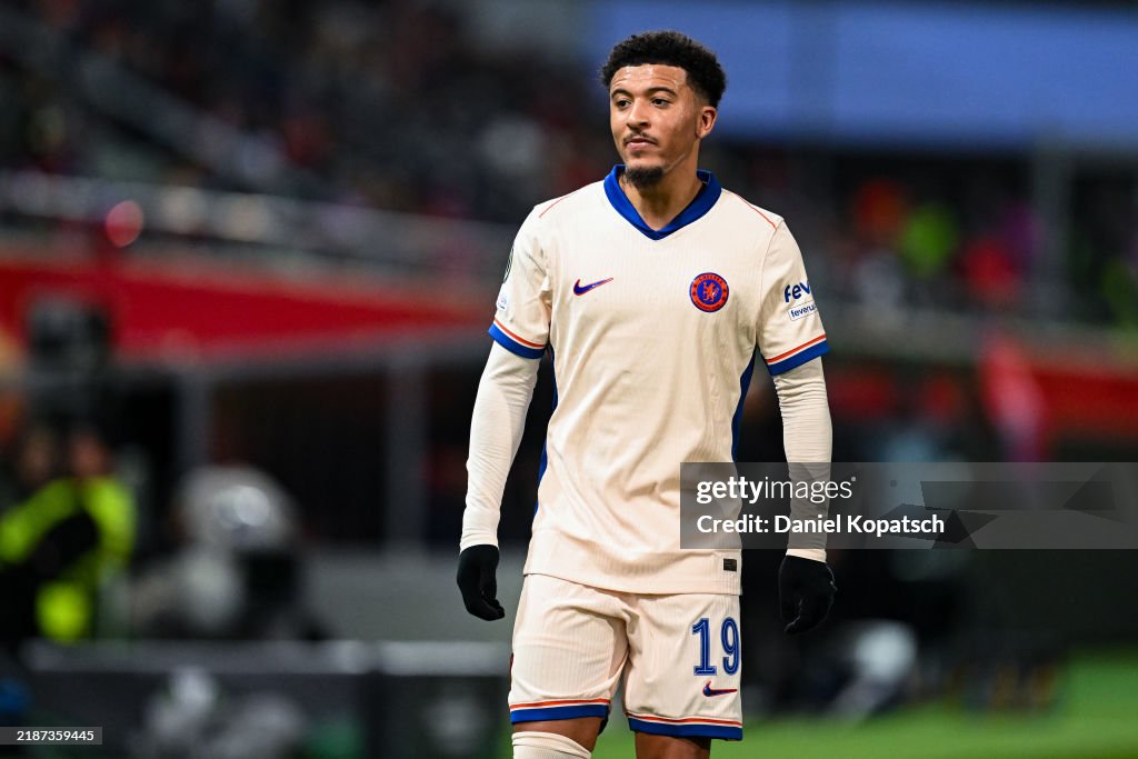 Jadon Sancho of Chelsea FC reacts during the UEFA Conference League