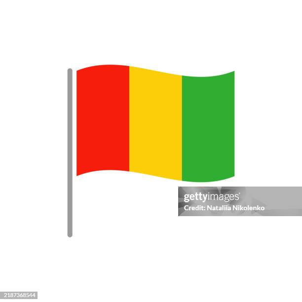 guinea - flag pin wavy flat icon. - guinea flag stock illustrations