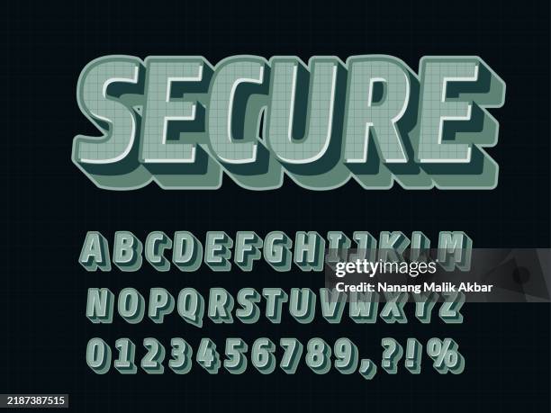 3d secure editable text effect - lock logo stock illustrations