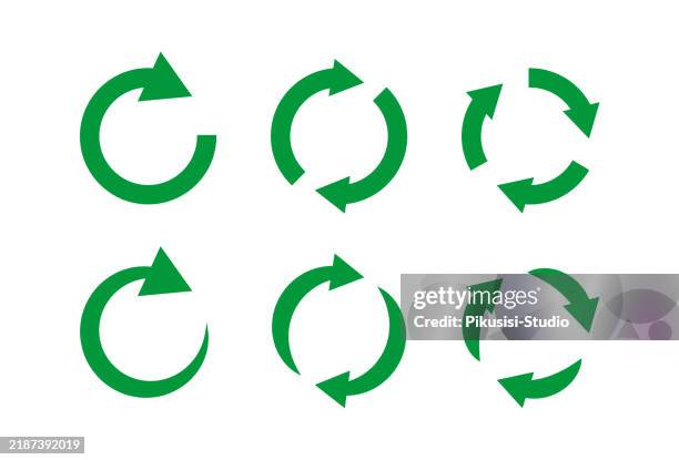 recycle icon set in green. ecology and environment symbol. - save planet stock illustrations