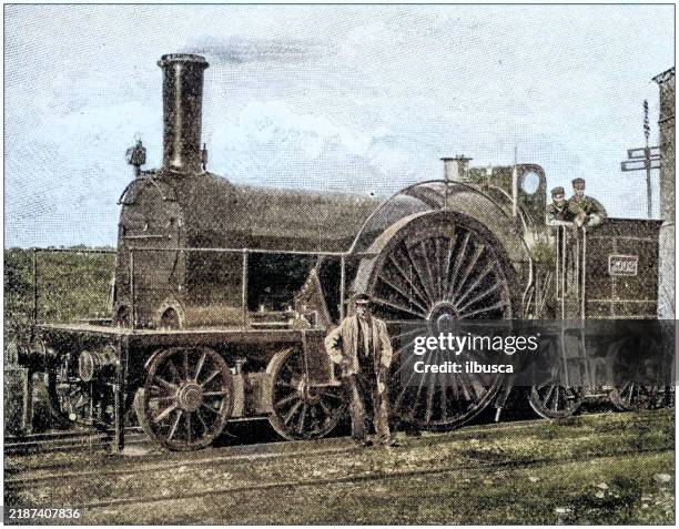 antique photograph: train locomotive - train conductor stock illustrations