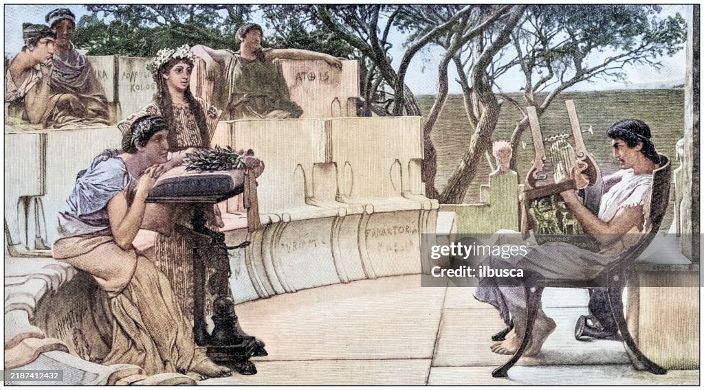 Antique painting illustration: Sappho