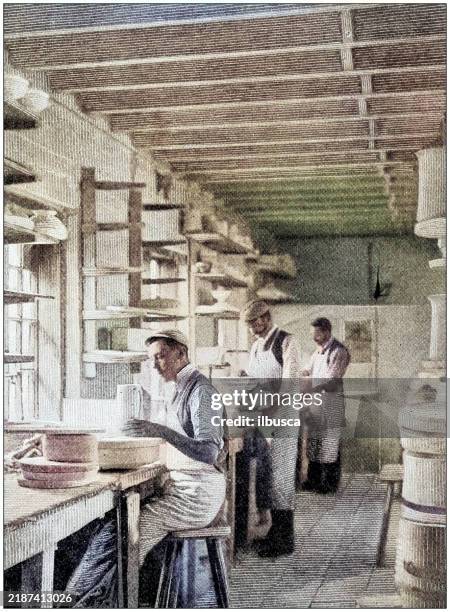 antique photograph: royal porcelain works, worcester - royal worcester porcelain stock illustrations