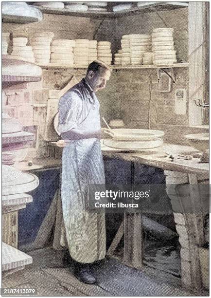 antique photograph: royal porcelain works, worcester - royal worcester porcelain stock illustrations