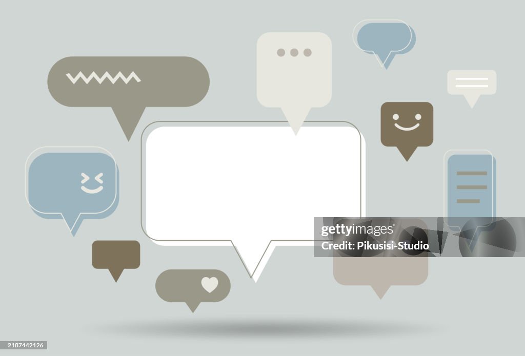 Minimalist speech bubble design with neutral c.olors