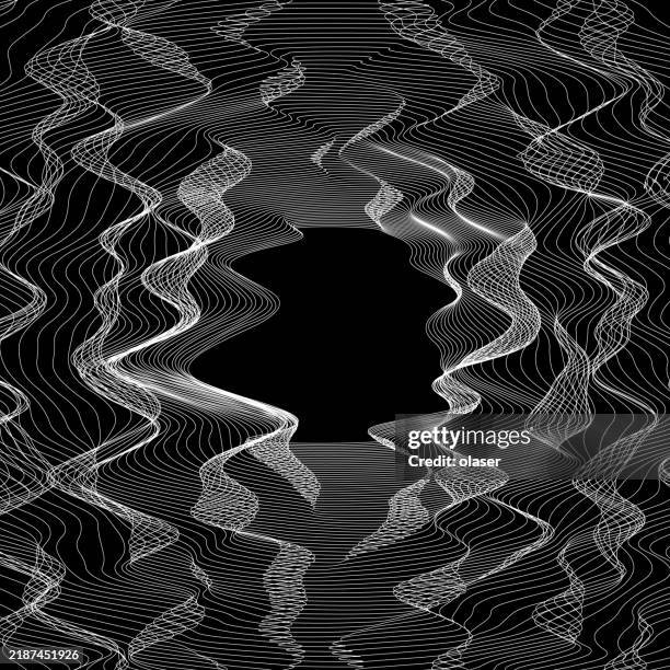 monochromatic wave patterns creating a central void. - different point of view stock illustrations