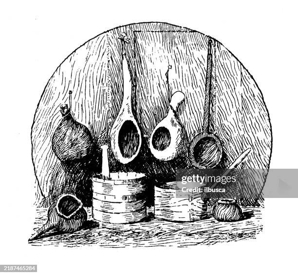antique image of franklin county, massachusetts: gourds and piggins - gourd tree stock illustrations