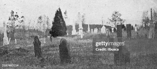 antique image of franklin county, massachusetts: cemetery, new salem - illinois countryside stock illustrations