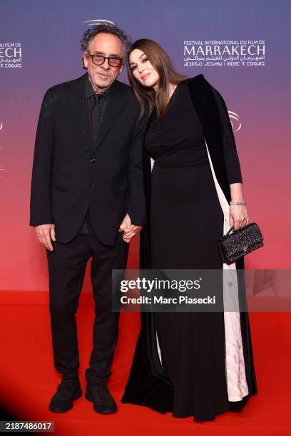 Tim Burton and Monica Bellucci attend the Opening Ceremony and screening of “The Order" during the 21st Marrakech International Film Festival on...