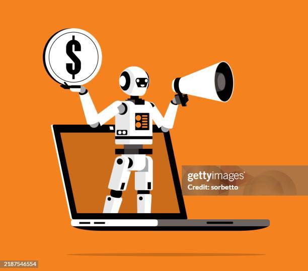 making money - robot - internet - digital banking experience stock illustrations