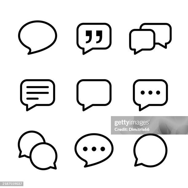 illustrations, cliparts, dessins animés et icônes de jeu d’icônes de bulle avec trait modifiable - message sms