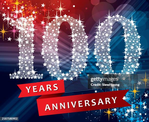 stockillustraties, clipart, cartoons en iconen met 100th anniversary - 100-jarig-jubileum
