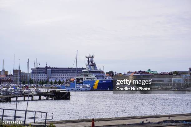 Coast Guard ship is in port in Karlskrona, Sweden, on August 15, 2024.