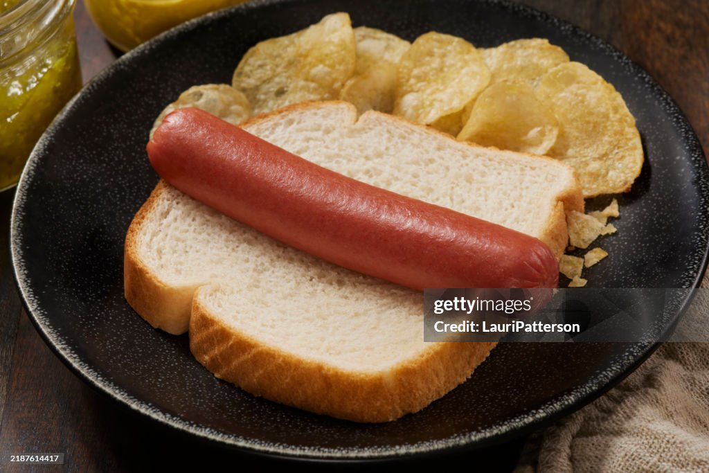 Steamed Hot Dog on White Bread