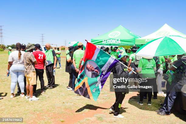 ActionSA supporters during a march to UBC offices over spaza shops on December 04, 2024 in Soweto, South Africa. ActionSA has reiterated that spaza...