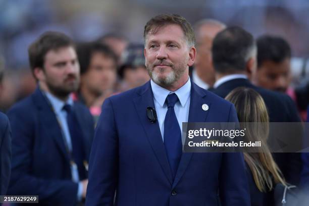 President of CONMEBOL Alejandro Dominguez looks on after Botafogo's win following the Copa CONMEBOL Libertadores 2024 Final between Atletico Mineiro...