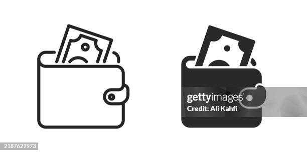 illustrazioni stock, clip art, cartoni animati e icone di tendenza di portafoglio linea sottile e icona solida del glifo. tratto modificabile e pixel perfetto isolato su sfondo trasparente - portafoglio